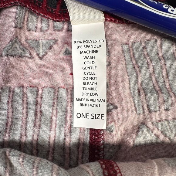 LuLaRoe Red Black Yellow Geometric Tribal Lines Shapes Geo Leggings One Size OS - Picture 4 of 6